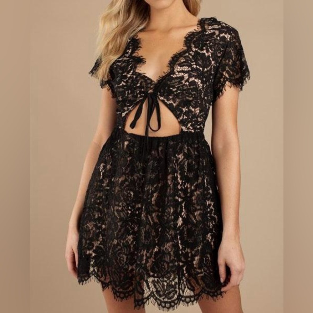 NWT Tobi Black Lace Cut Out Dress (S)